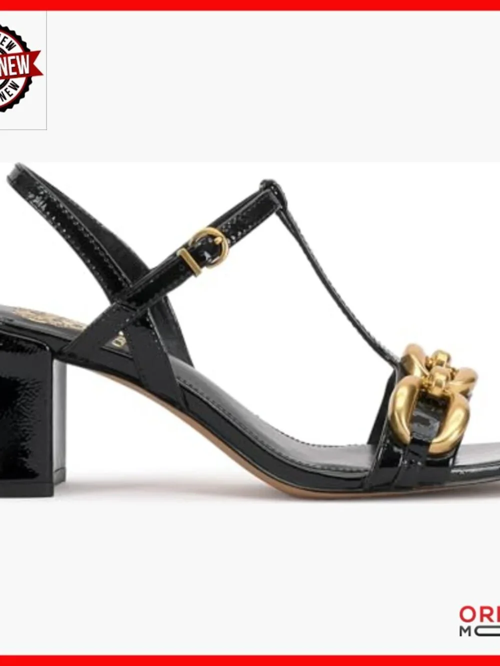 Leather Heeled Sandals with T-Strap and Block Heel